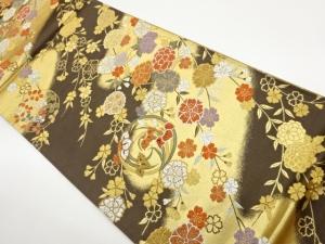 枝垂れ桜に花丸文模様織出し袋帯